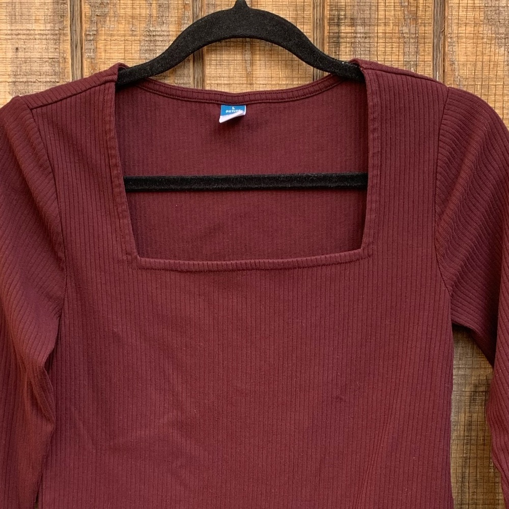 Old Navy Ribbed Maroon Bodysuit - Picture 3 of 8